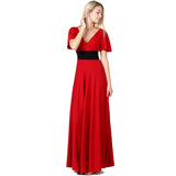 Evanese Women's Elegant Slip on Short Sleeves Evening Party Formal Long Dress
