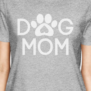 Dog Mom Womens Gray Unique Design Short Sleeve Tee for Dog Moms
