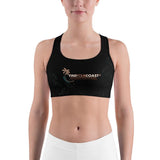 Women's Moisture Wicking Trademark Sports Bra (White & Black Piping)