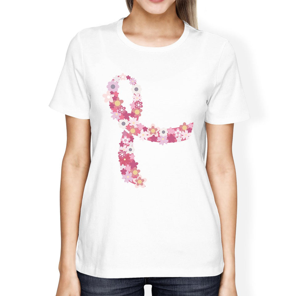 Pink Floral Ribbon Womens Shirt