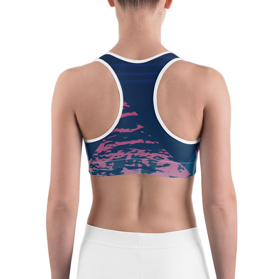 Women's Moisture Wicking Madeleine Rise & Go Sports Bra (White & Black Piping)