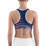 Women's Moisture Wicking Madeleine Rise & Go Sports Bra (White & Black Piping)