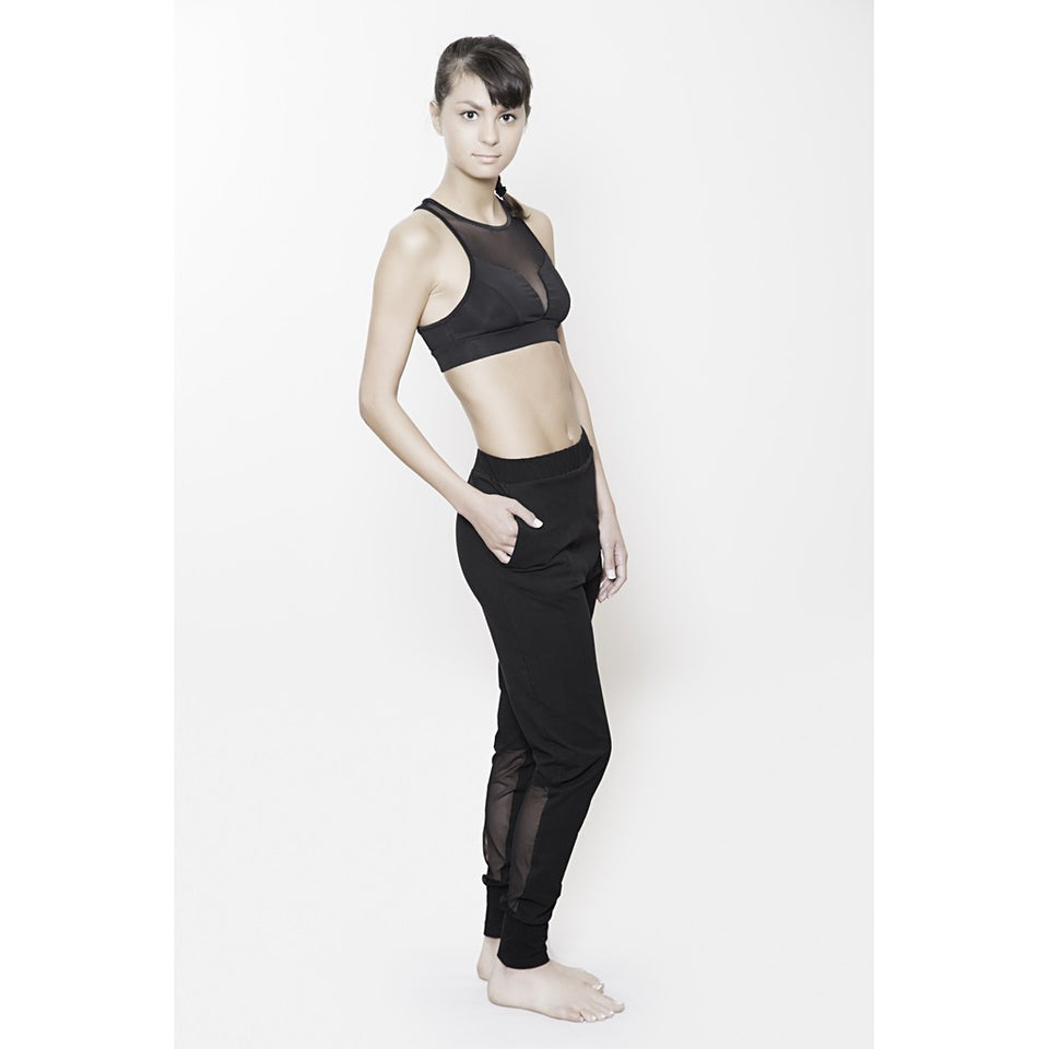 Mesh panel track pants