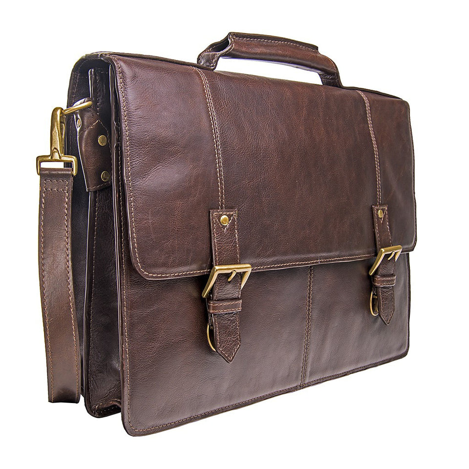 Hidesign Charles Large Double Gusset Leather 17" Laptop Compatible Briefcase Work Bag