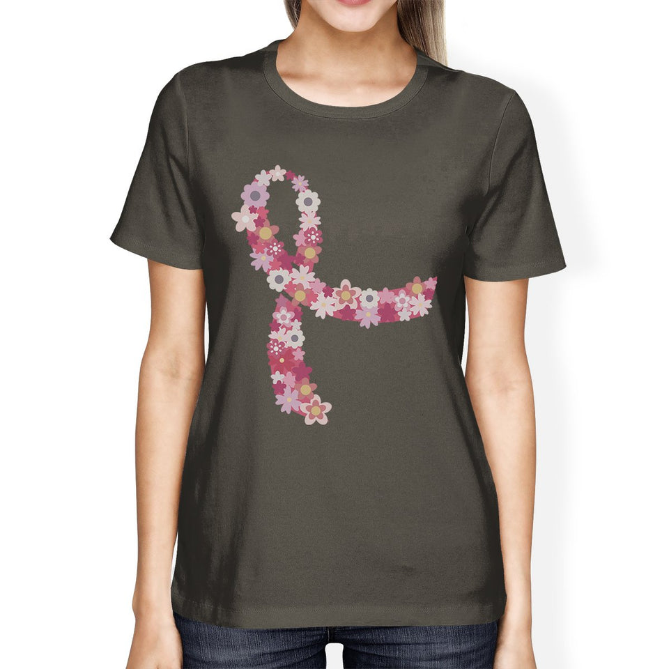 Pink Floral Ribbon Womens Shirt