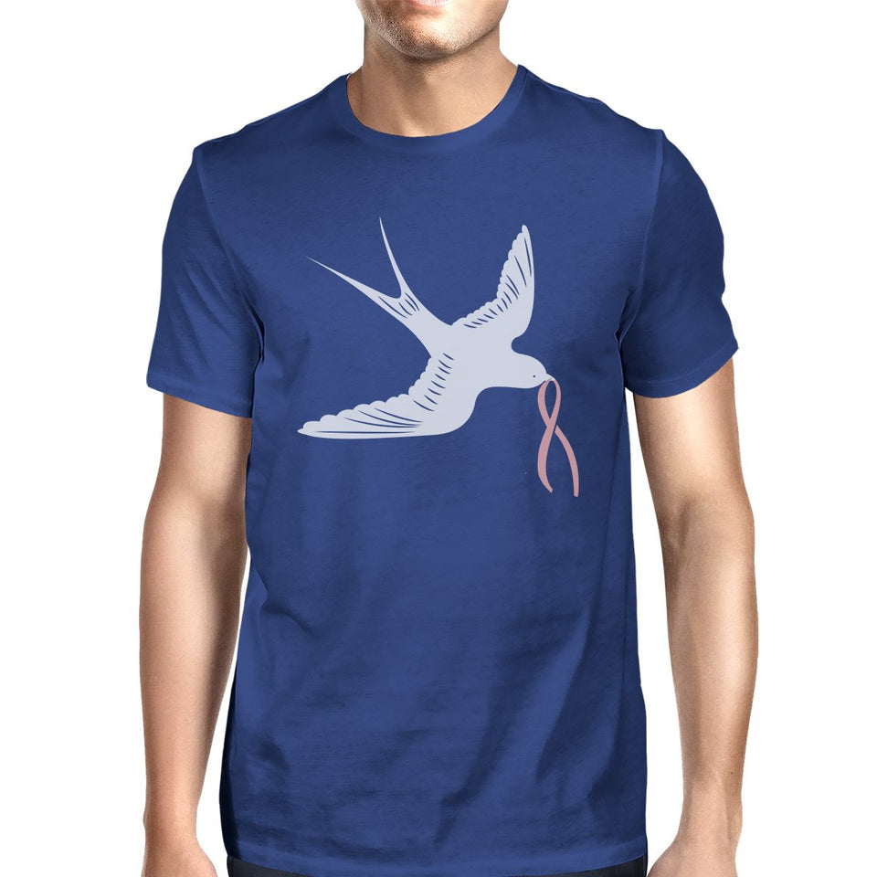 Pink Ribbon and Swallows Birds Mens Shirt