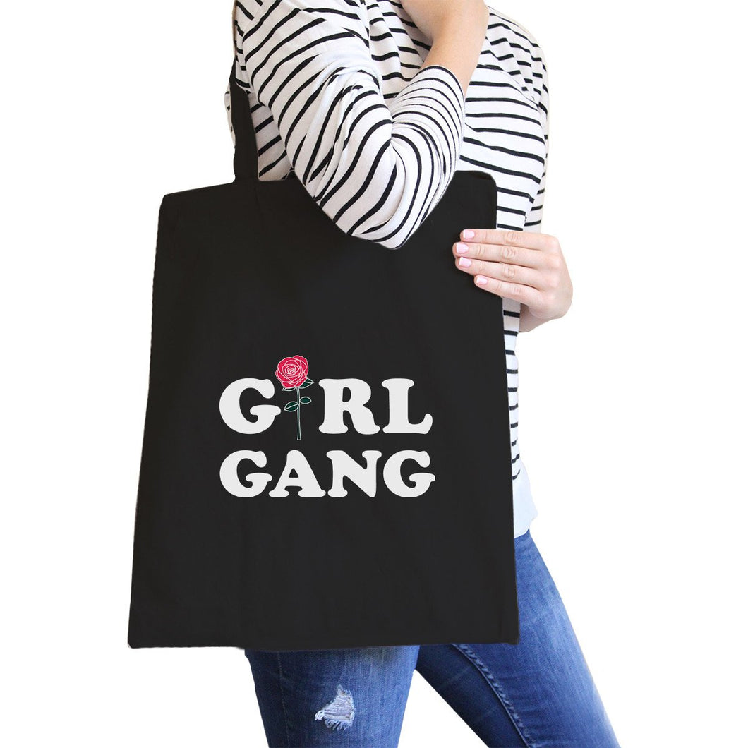 Girl Gang Rose Black Canvas Bag Gift Ideas for Girls Tote Bags