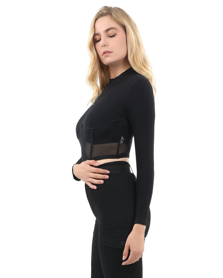 Heather Long Sleeve Crop Top