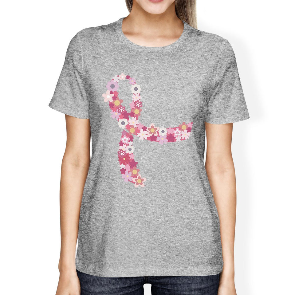Pink Floral Ribbon Womens Shirt