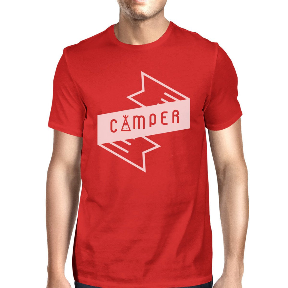 Camper Men's Red Crew Neck T-Shirt Simple Design Gifts for Friends