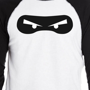 Ninja Eyes Mens Black and White BaseBall Shirt