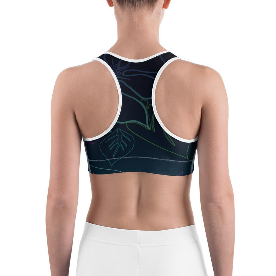 Women's Moisture Wicking a L O H a  Rise & Go Sports Bra (White & Black Piping)