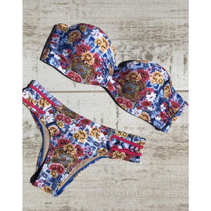 MAR RIO Floral Bandeau Brazilian Bikini - Aurora