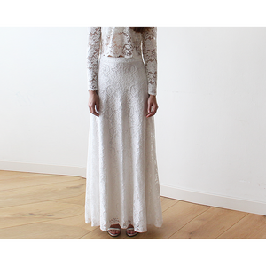 Floral Lace Bridal Maxi Skirt with long train 3026