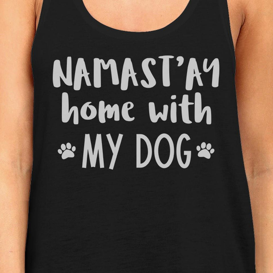 Namastay Home Womens Black Sleeveless Top Cute Gift for Dog Lovers