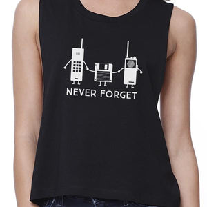 Never Forget Womens Black Crop Top