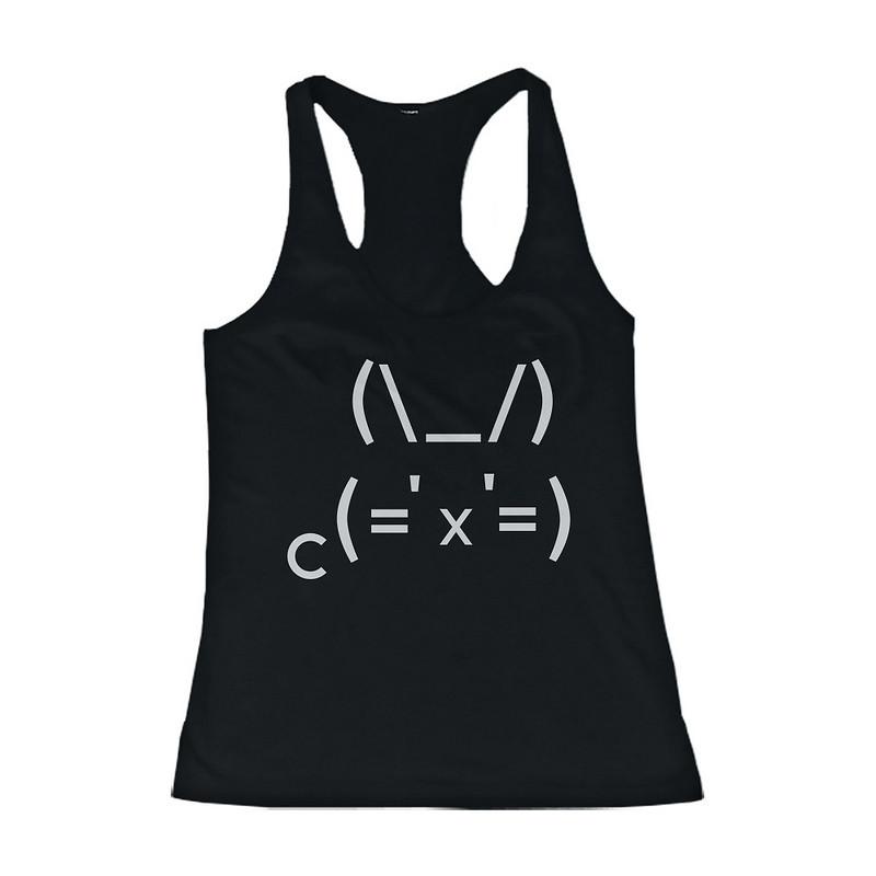 Easy Bunny Text Art Women's Tank Top Cute Rabbit Made of Symbol Easter Tank