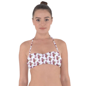 Red Seahorse Pattern Classic Bikini Set  Halter Bandeau Bikini Top