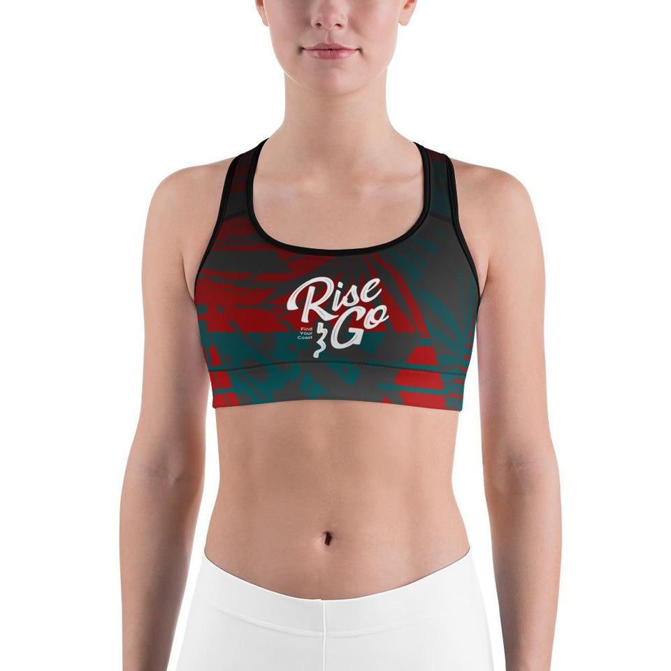 Women's Moisture Wicking Nadine Rise & Go Sports Bra (White & Black Piping)