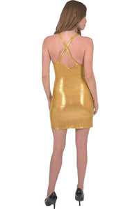 Ferrari Shiny Body-Con Gold Dress