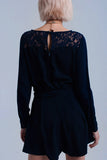 Navy jumpsuit with lace