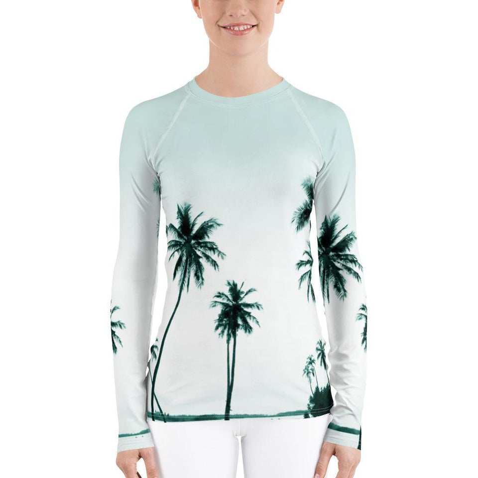 Women's Palm Tree Performance Rash Guard UPF 40+
