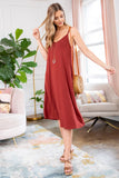 Premium Fabric V-Neck Cami Knee Length Dress