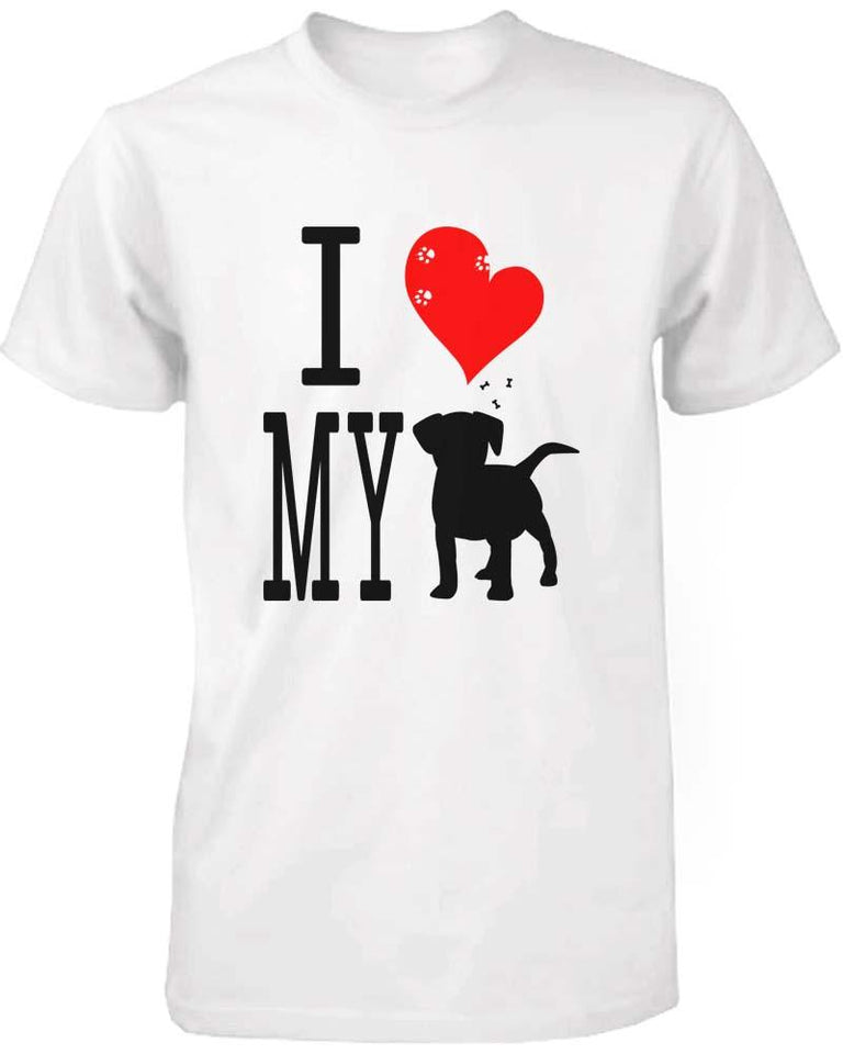 Funny Graphic Statement Womens White T-Shirt - I Love My Dog