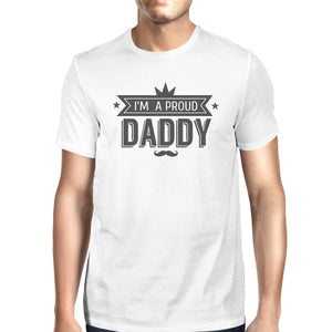 I'm a Proud Daddy Mens White Vintage Design Graphic T-Shirt for Men