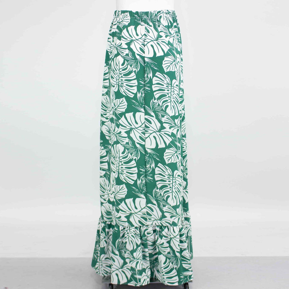 Flared Bottom Leaf Maxi Skirt