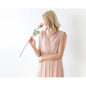 Blush Pink Sheer Chiffon Sleeveless Maxi Dress 1090