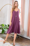 Premium Fabric V-Neck Cami Knee Length Dress