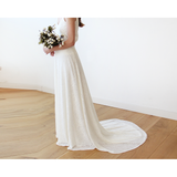 Floral Lace Bridal Maxi Skirt with long train 3026