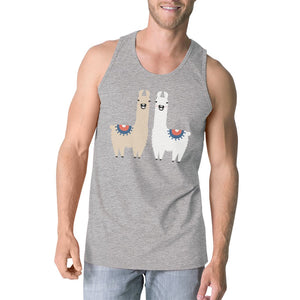 Llama Pattern Mens Funny Gym Workout Tank Top Funny Gift for Him