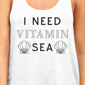 I Need Vitamin Sea Womens White Lightweight Summer Racerback Tanks