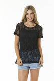 Black Sheer Fishnet Top - Charlotte