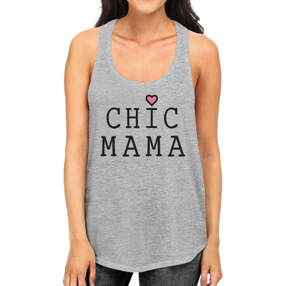 Chic Mama Womens Gray Cotton Tanks Great Summer Shirt Mothers Day