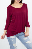 Twisted Front Comfortable Top - Wine