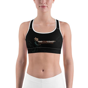 Women's Moisture Wicking Trademark Sports Bra (White & Black Piping)