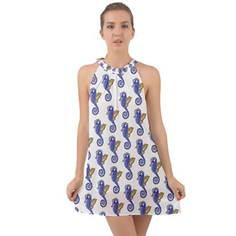 Seahorse Halter Top Summer Chiffon Dress