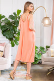 Premium Fabric V-Neck Cami Knee Length Dress