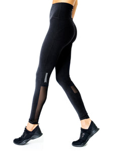 Energique Athletic Leggings With Reflective Strips and Mesh Panels by Savoy Active