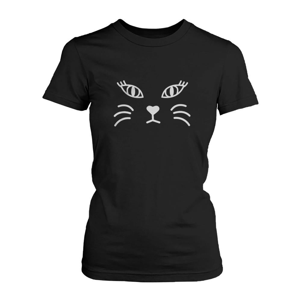 Cat Face Tshirt Halloween Tee Cute Short Sleeve Shirt for Scary Night