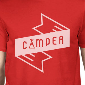 Camper Men's Red Crew Neck T-Shirt Simple Design Gifts for Friends
