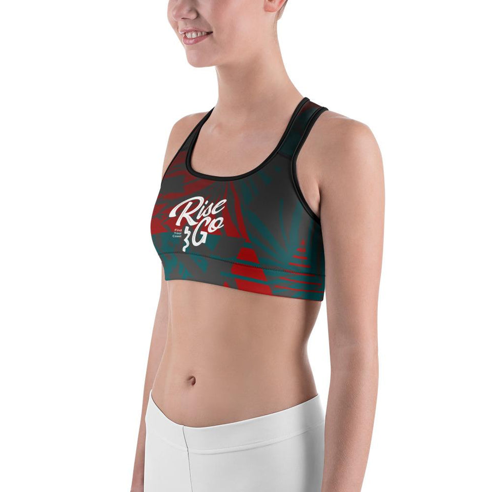 Women's Moisture Wicking Nadine Rise & Go Sports Bra (White & Black Piping)