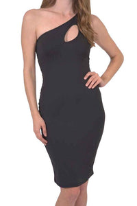 Eden Asymmetric Neckline Mini Dress - Black