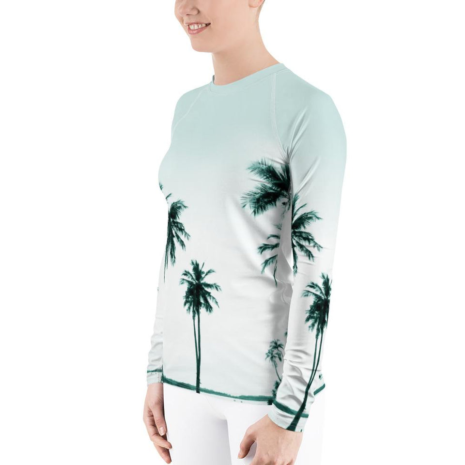 Women's Palm Tree Performance Rash Guard UPF 40+