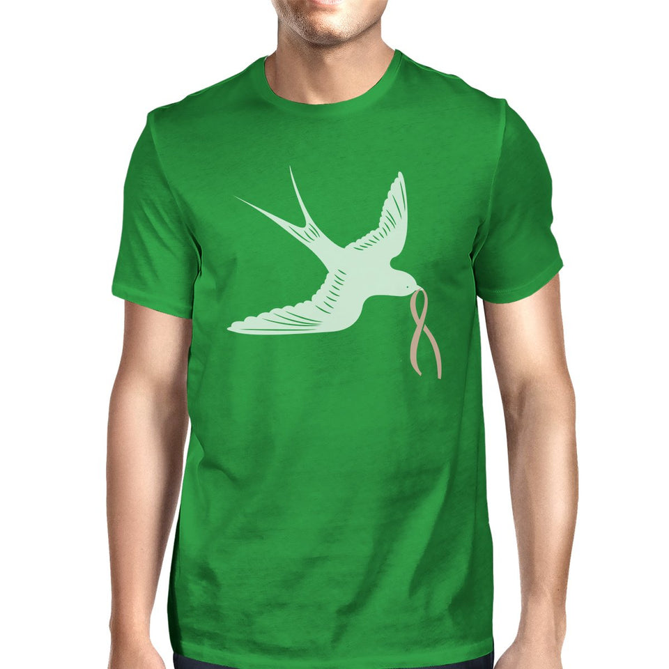 Pink Ribbon and Swallows Birds Mens Shirt