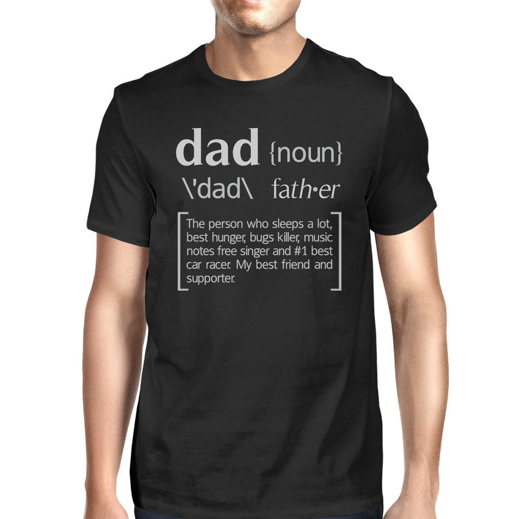 Dad Noun Mens Black Cotton T-Shirt Cute Fathers Day Gifts for Him