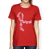 Pink Floral Ribbon Womens Shirt